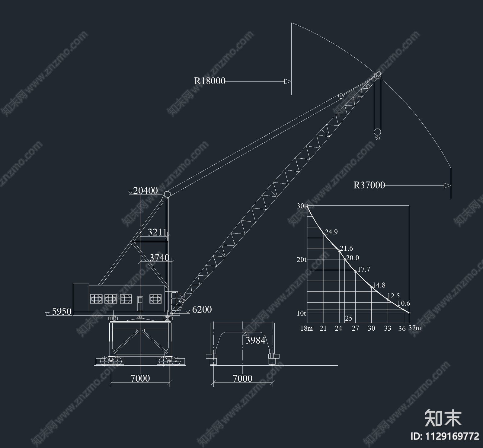 多款吨量级塔吊cad施工图下载【ID:1129169772】