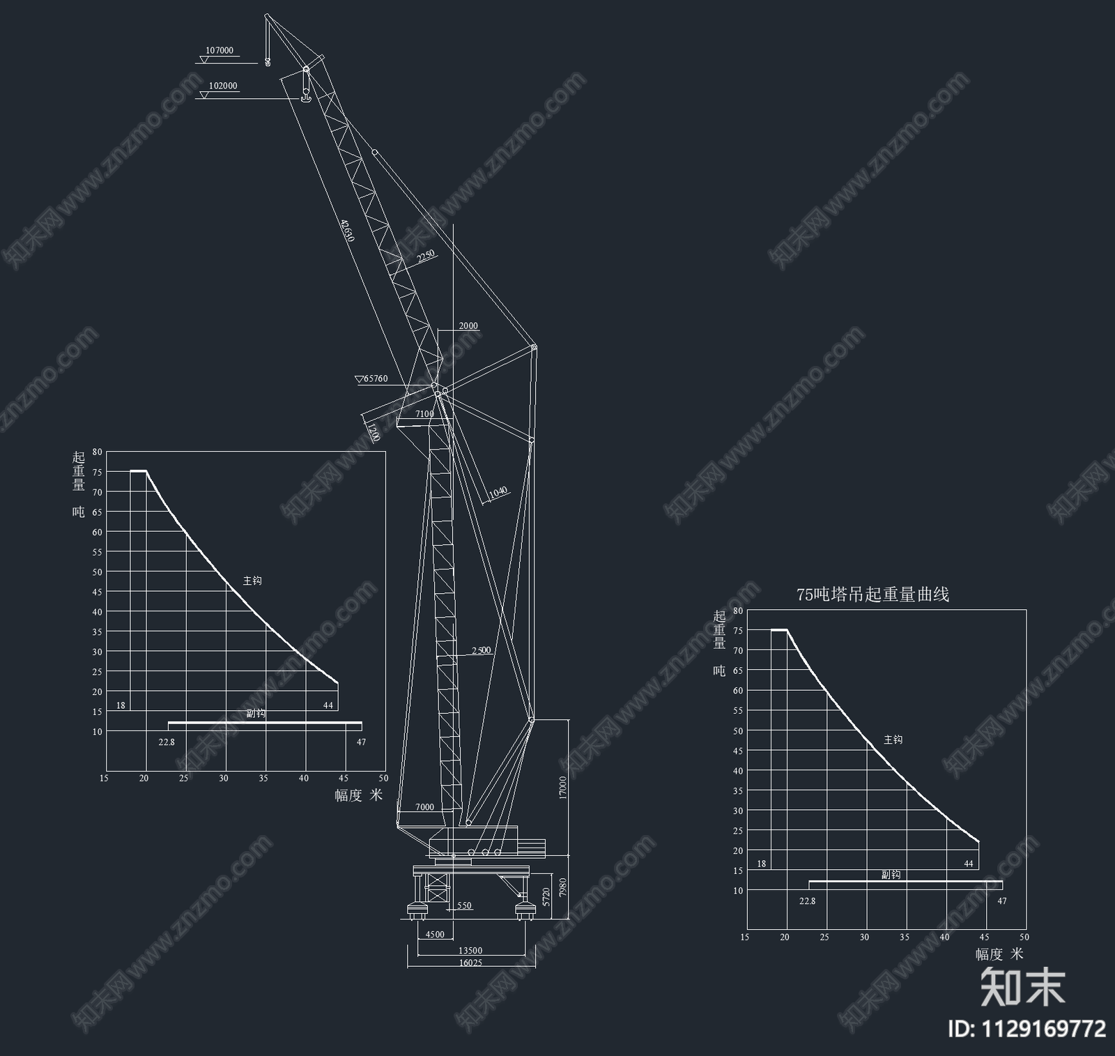 多款吨量级塔吊cad施工图下载【ID:1129169772】