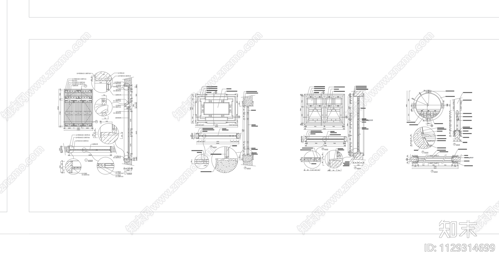 中式窗户节点详图cad施工图下载【ID:1129314699】