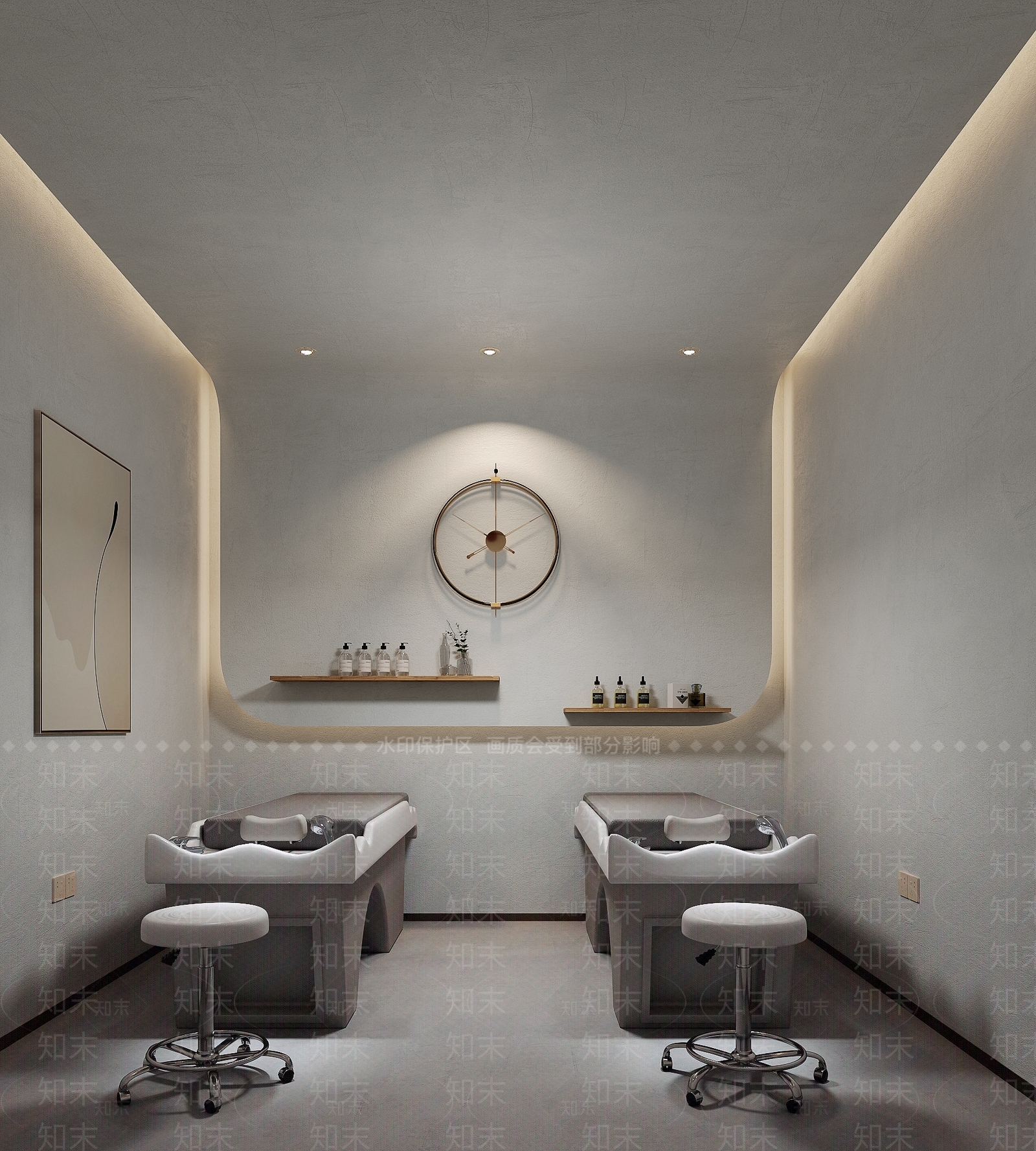 侘寂风美发店3D模型下载【ID:1129180425】