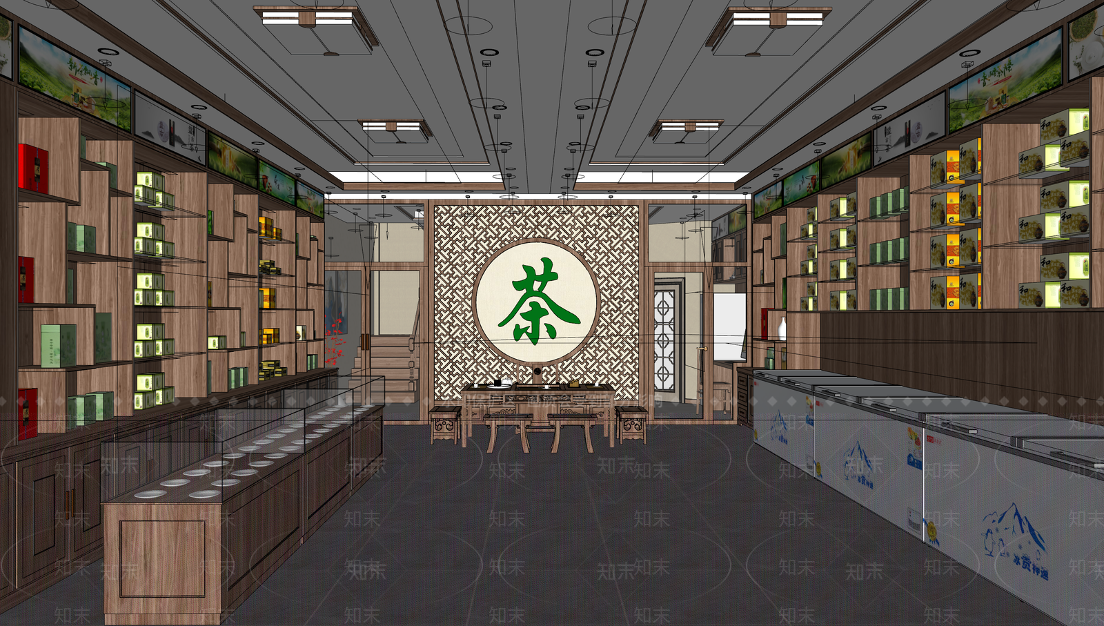 新中式茶叶店SU模型下载【ID:1129180497】