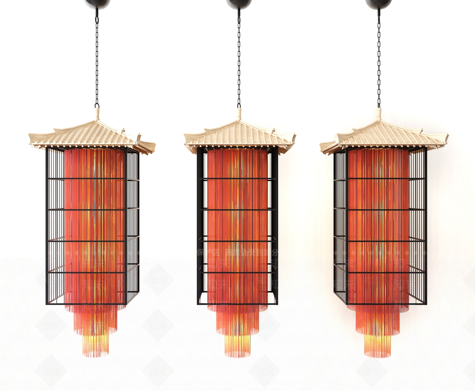 新中式鸟笼吊灯SU模型下载【ID:1129189665】