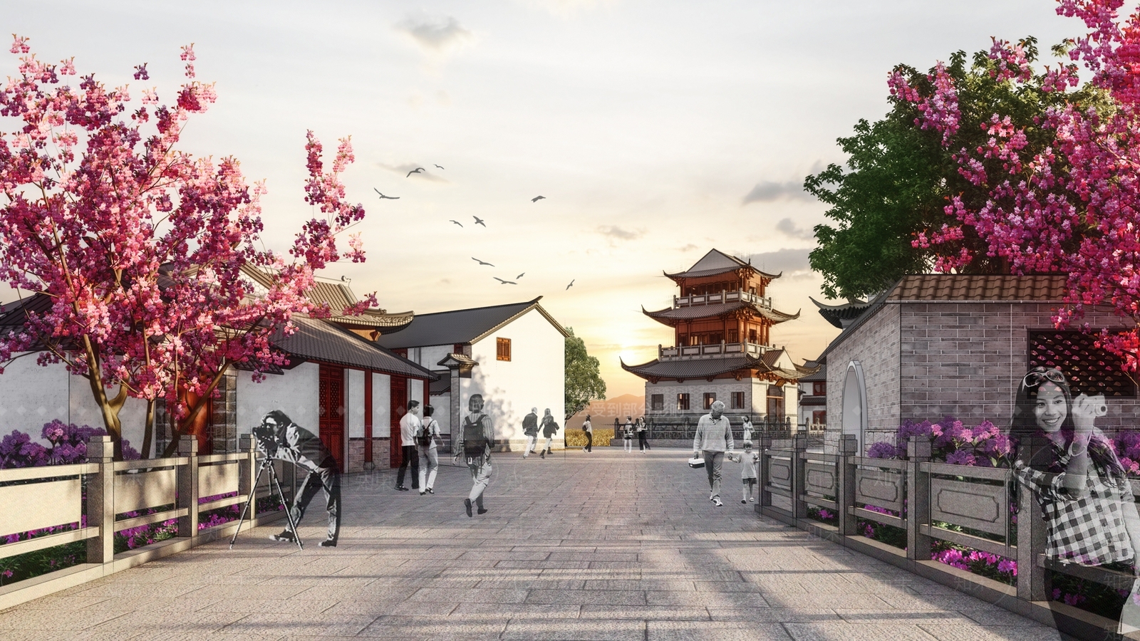 中式商业街SU模型下载【ID:1129189853】