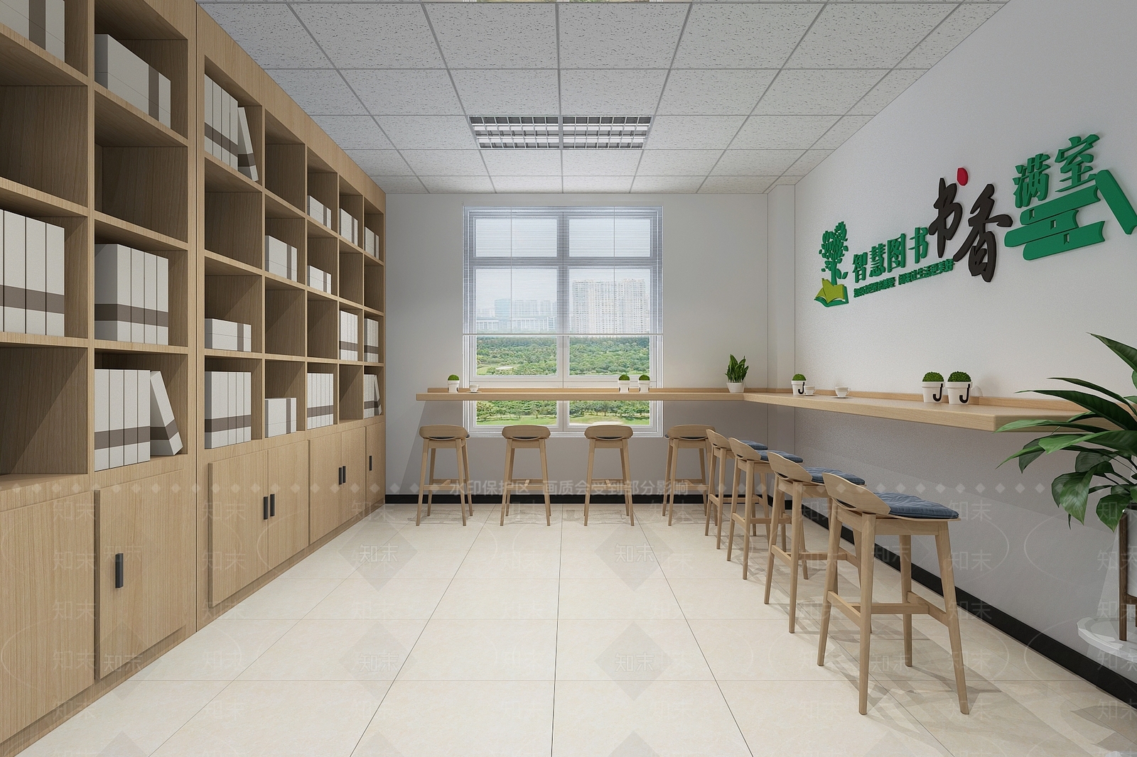 现代图书馆休息区3D模型下载【ID:1129193287】