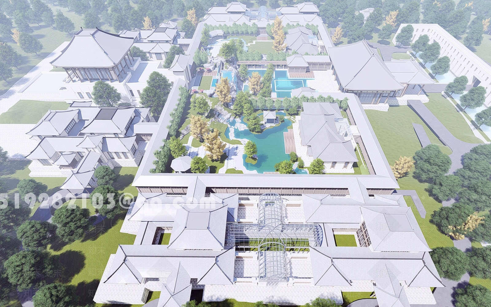 中式建筑群密室SU模型下载【ID:1129198463】