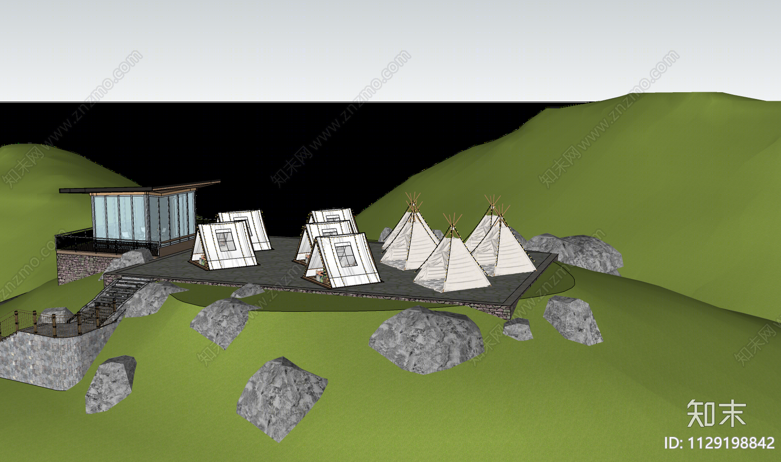 露营帐篷SU模型下载【ID:1129198842】