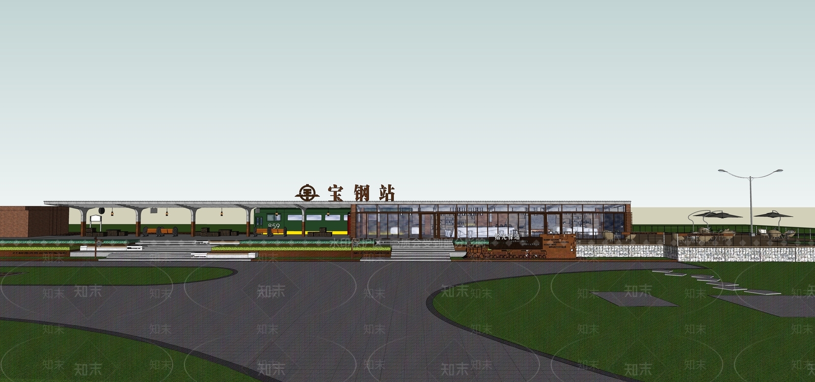 工业火车站SU模型下载【ID:1129200539】
