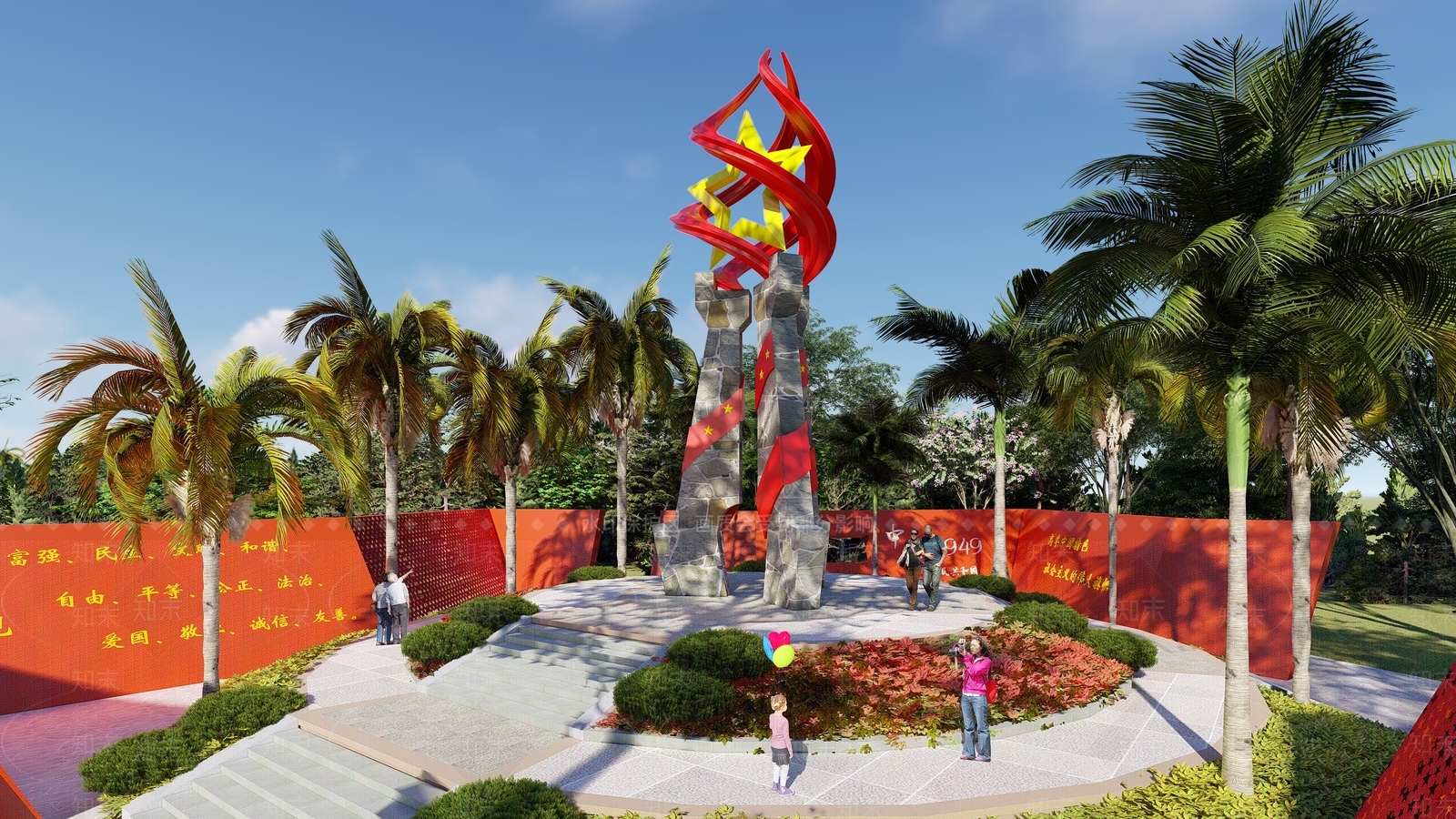 现代党建宣传牌SU模型下载【ID:1129200636】