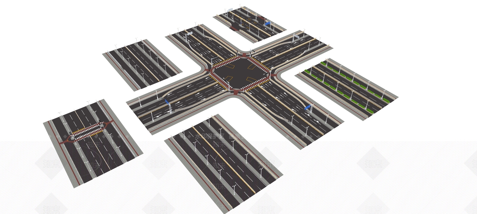 现代市政道路SU模型下载【ID:1129202976】
