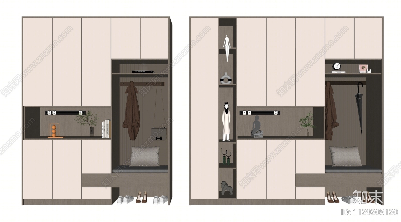 现代玄关鞋柜SU模型下载【ID:1129205120】