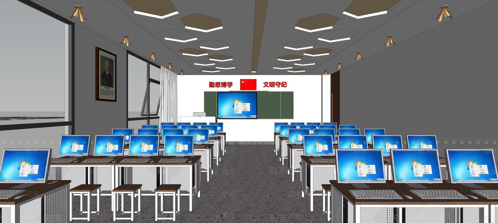 现代学校教室SU模型下载【ID:1129205547】