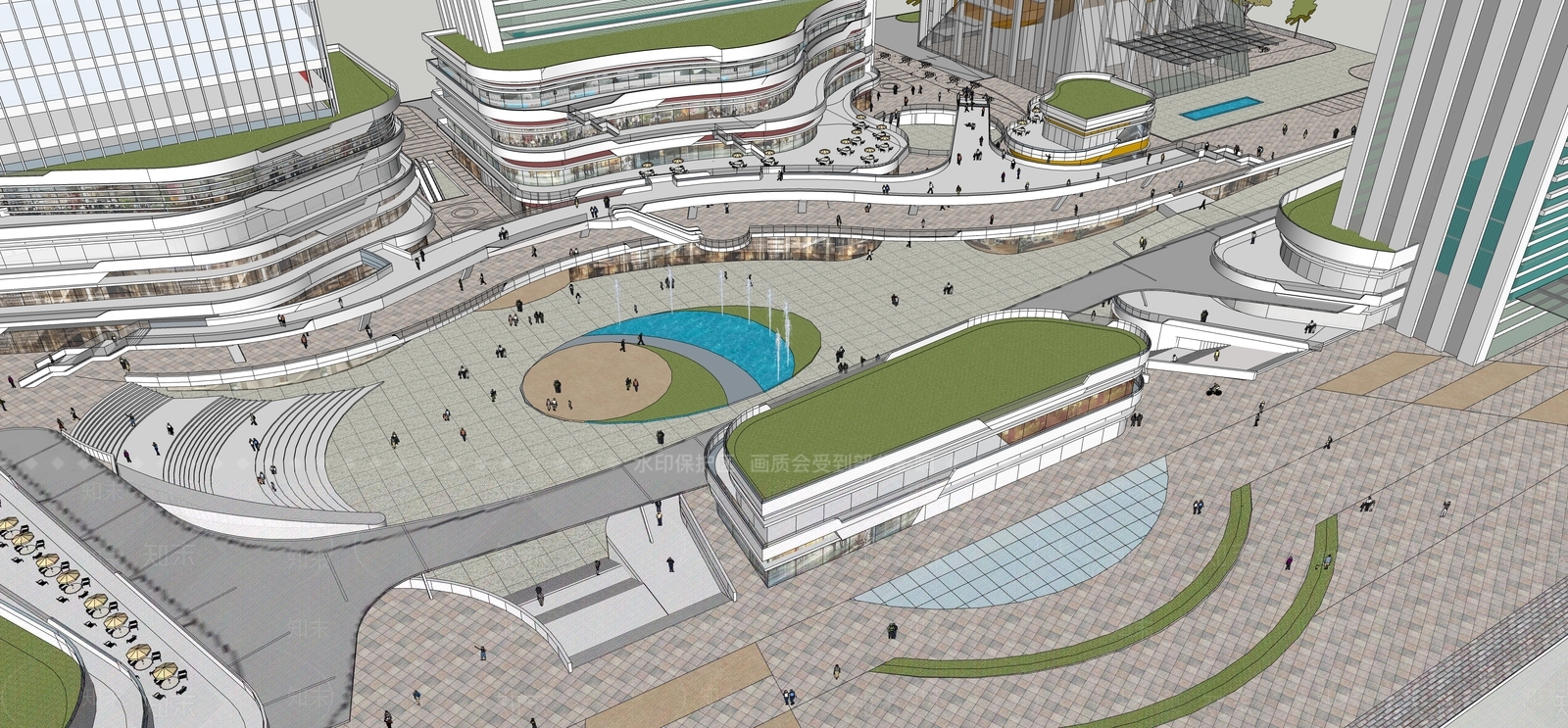 现代城市超高层商业办公综合体SU模型下载【ID:1129206536】