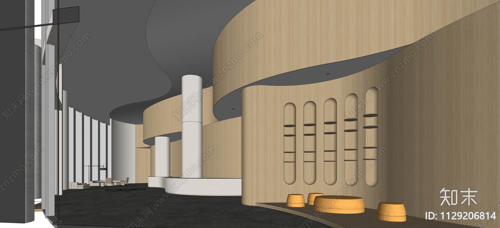 现代办公大堂SU模型下载【ID:1129206814】