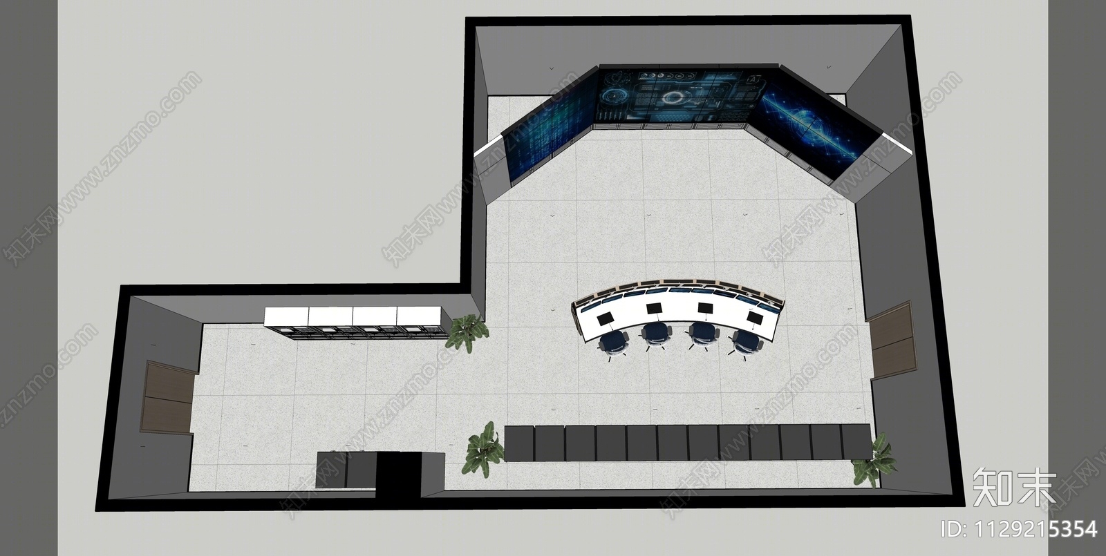 现代监控室SU模型下载【ID:1129215354】