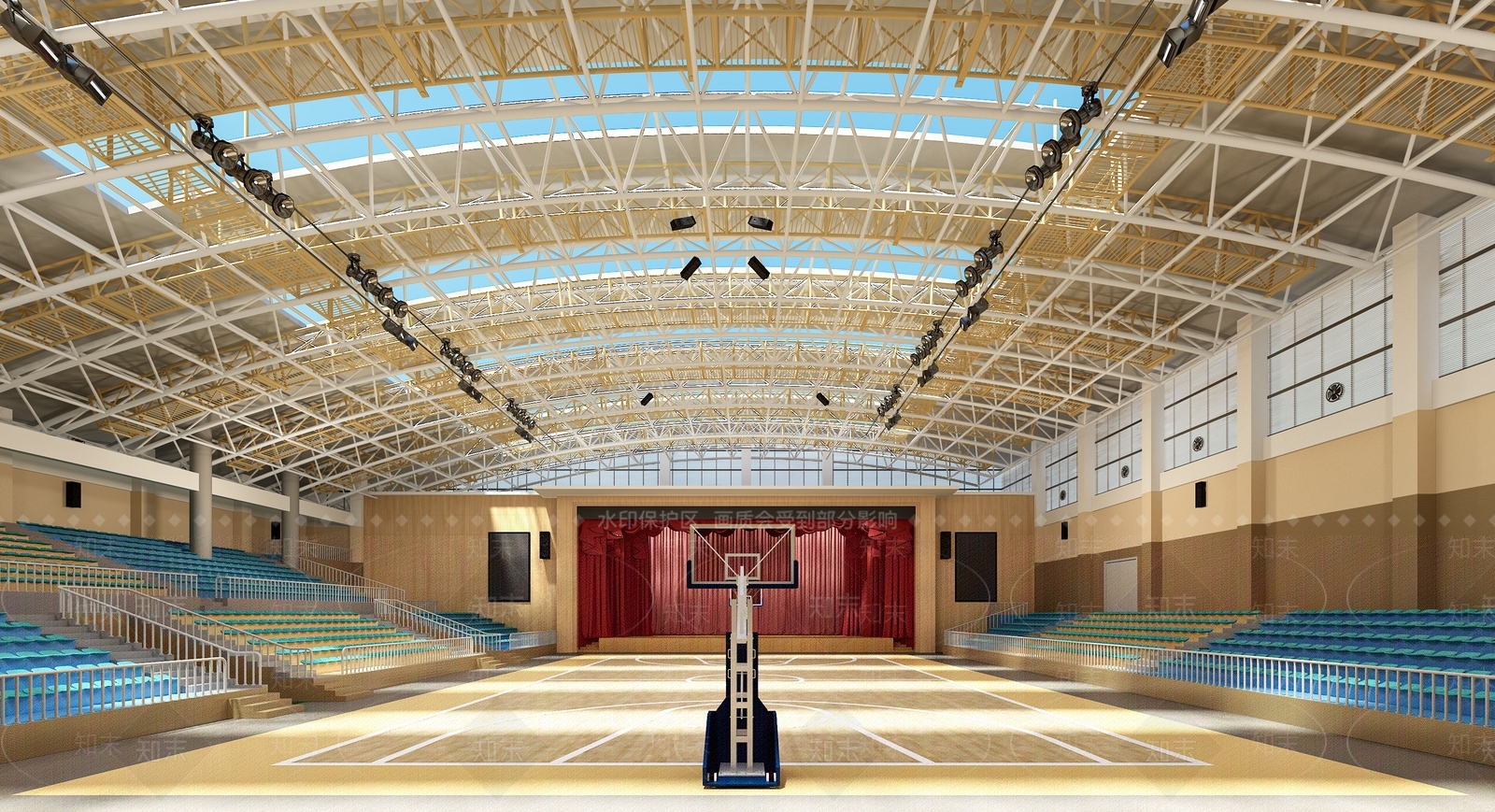 现代大型篮球馆3D模型下载【ID:1129217616】