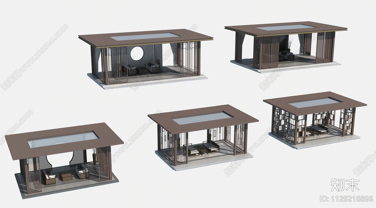 新中式景观廊架3D模型下载【ID:1129218896】