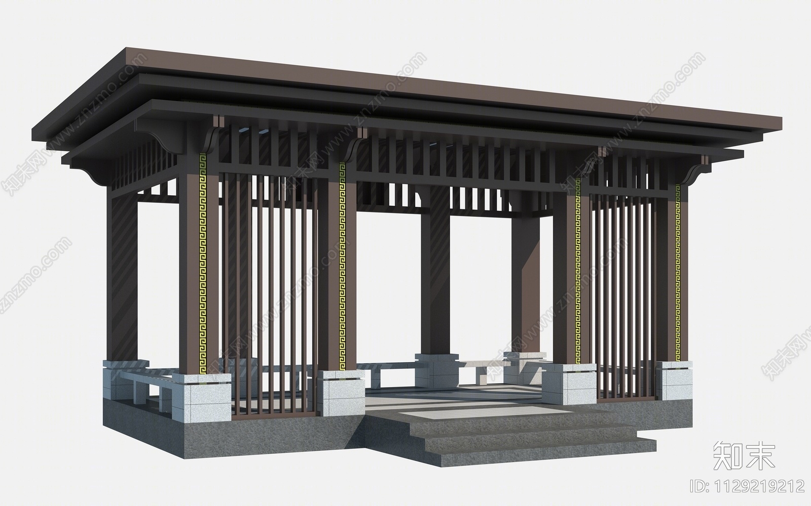 新中式四角景观亭3D模型下载【ID:1129219212】