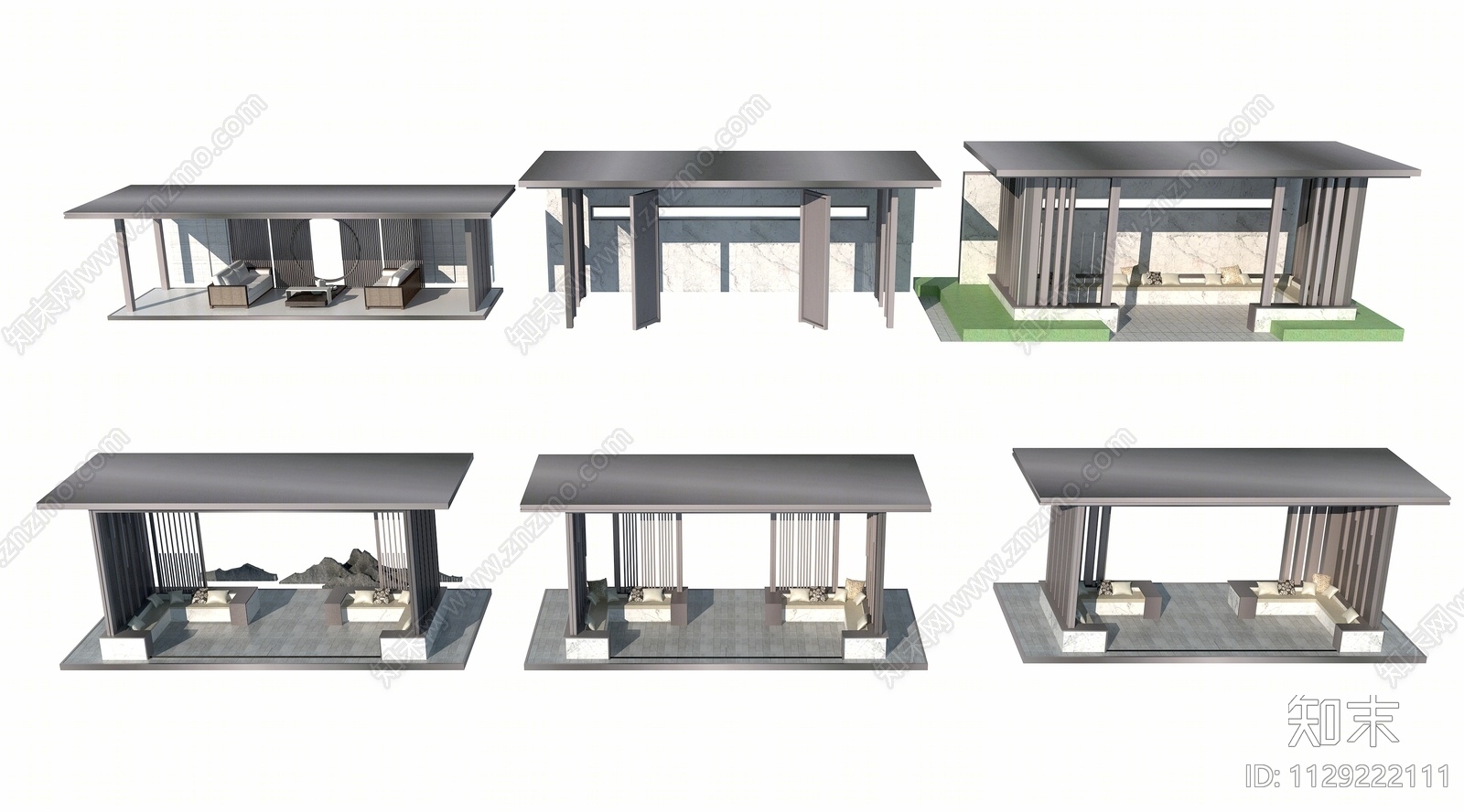 新中式景观廊架3D模型下载【ID:1129222111】