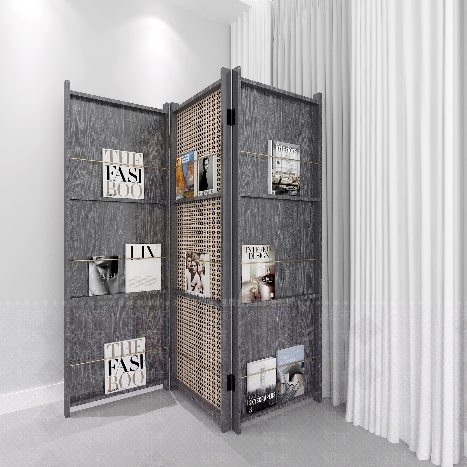 现代屏风书架3D模型下载【ID:1129226285】