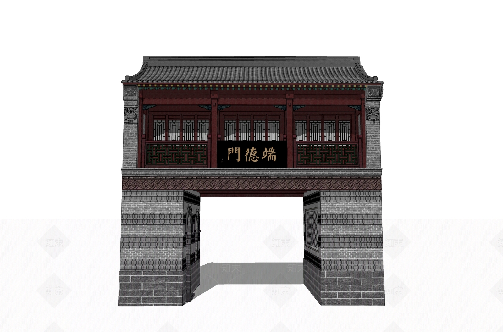 中式牌坊牌楼SU模型下载【ID:1129226830】