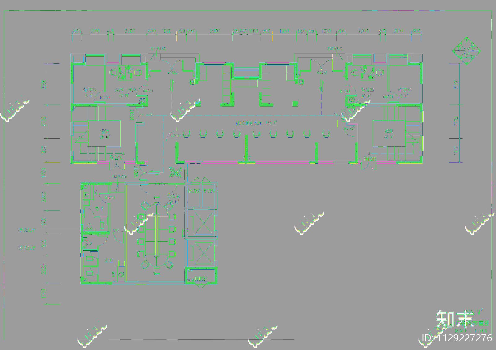 现代简约办公室室内装饰cad施工图下载【ID:1129227276】