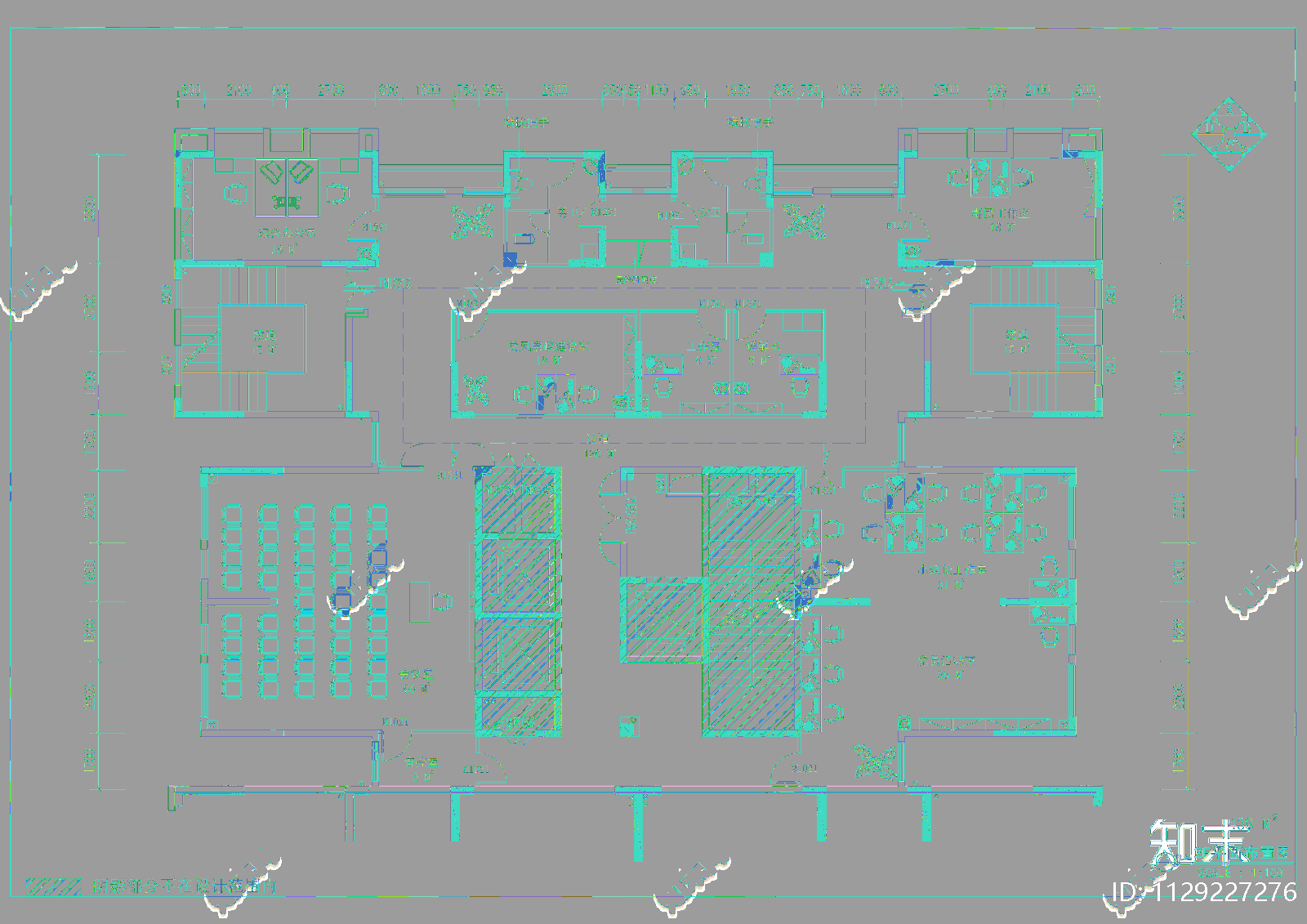 现代简约办公室室内装饰cad施工图下载【ID:1129227276】