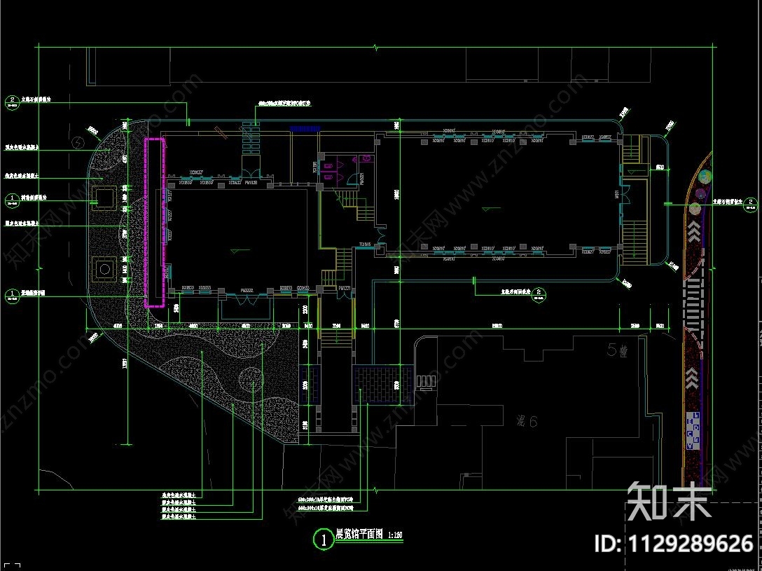 展览馆景观公共空间广场cad施工图下载【ID:1129289626】