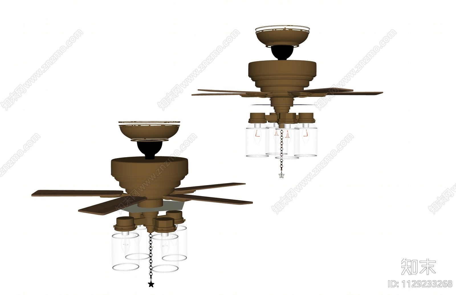 现代风扇吊灯SU模型下载【ID:1129233268】