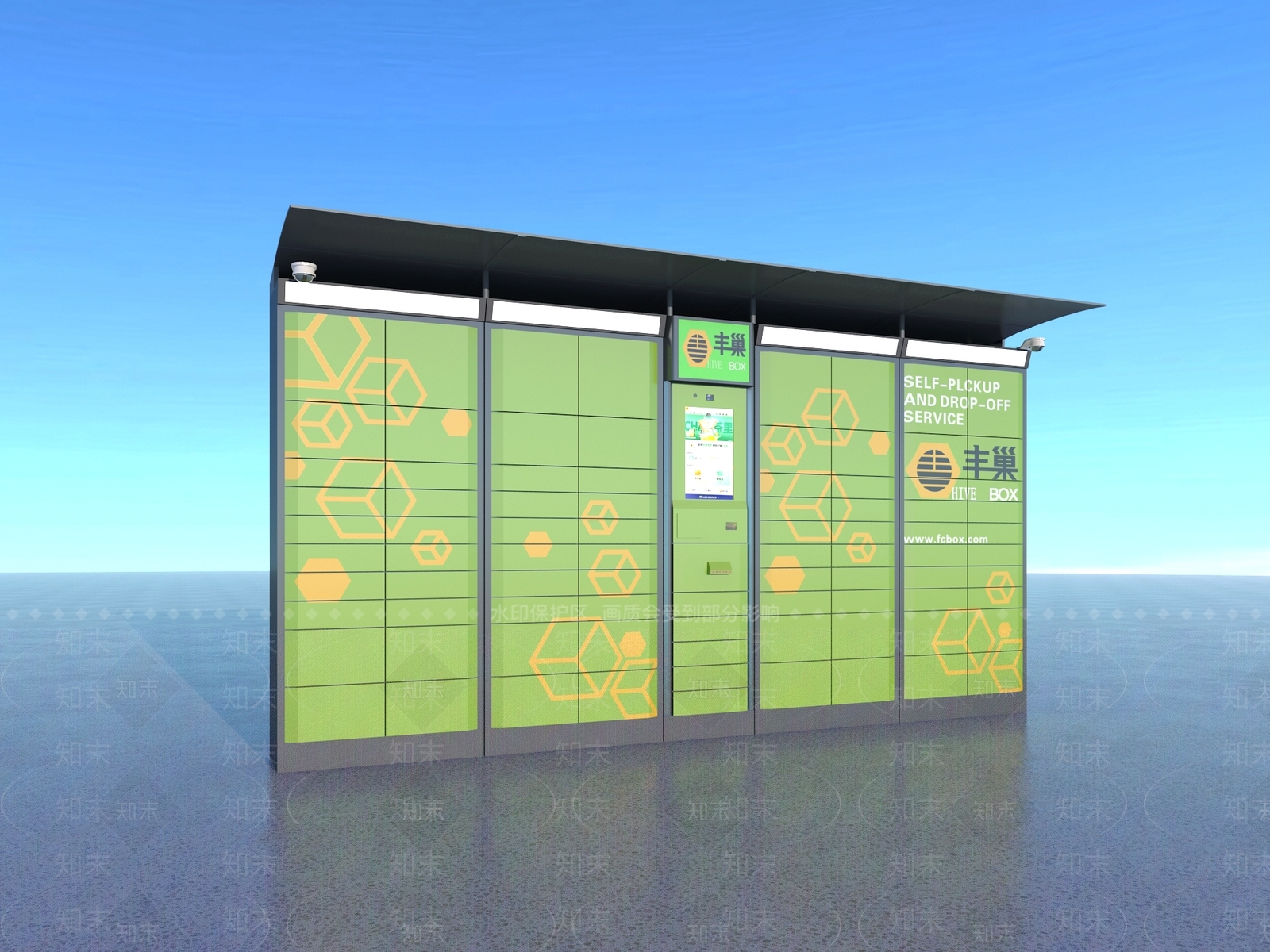 现代蜂巢自助快递柜3D模型下载【ID:1129254292】