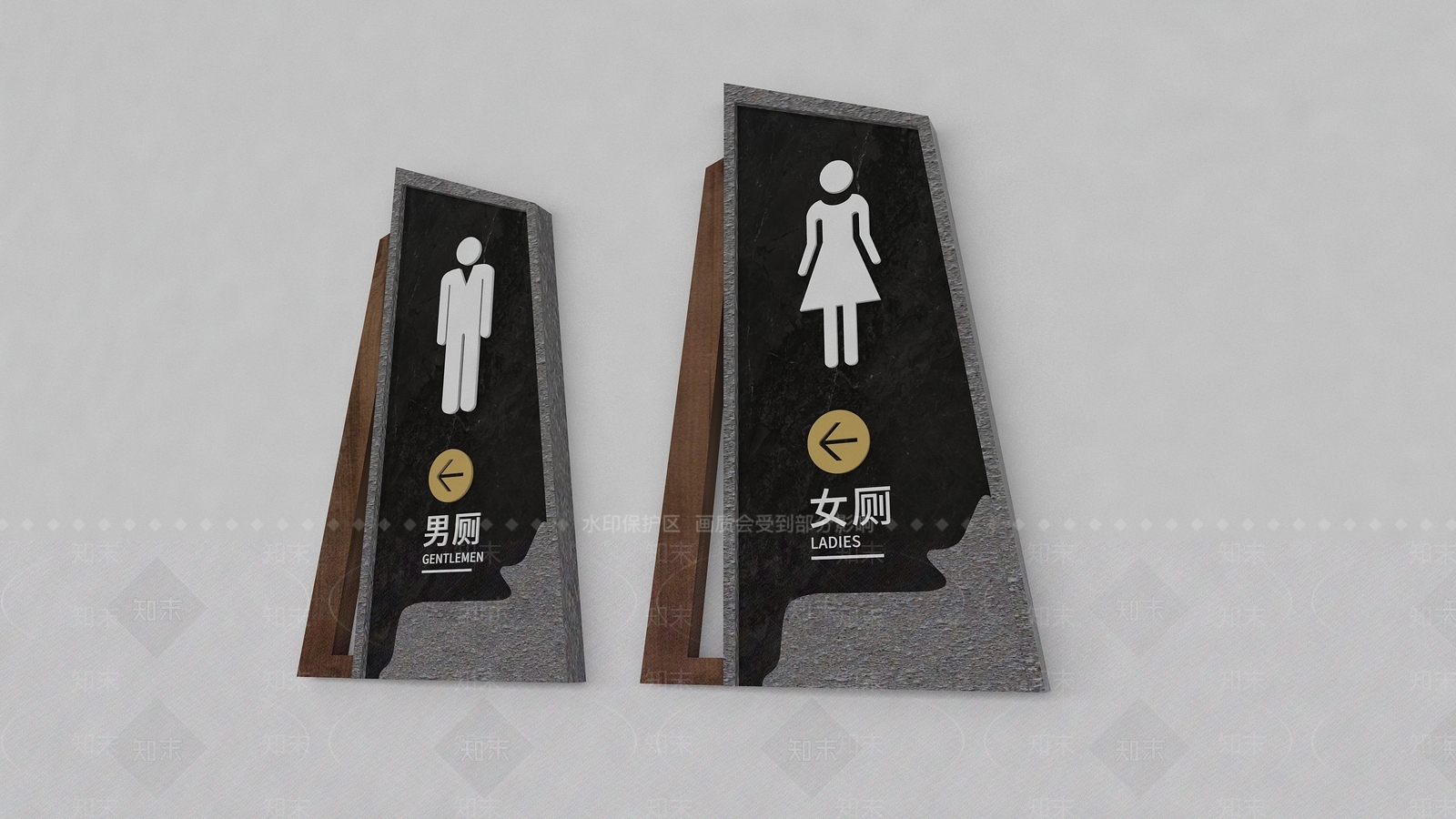 新中式卫生间标识3D模型下载【ID:1129240909】