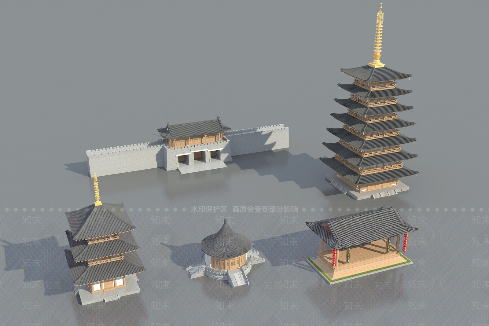 中式古建宝塔3D模型下载【ID:1129241782】