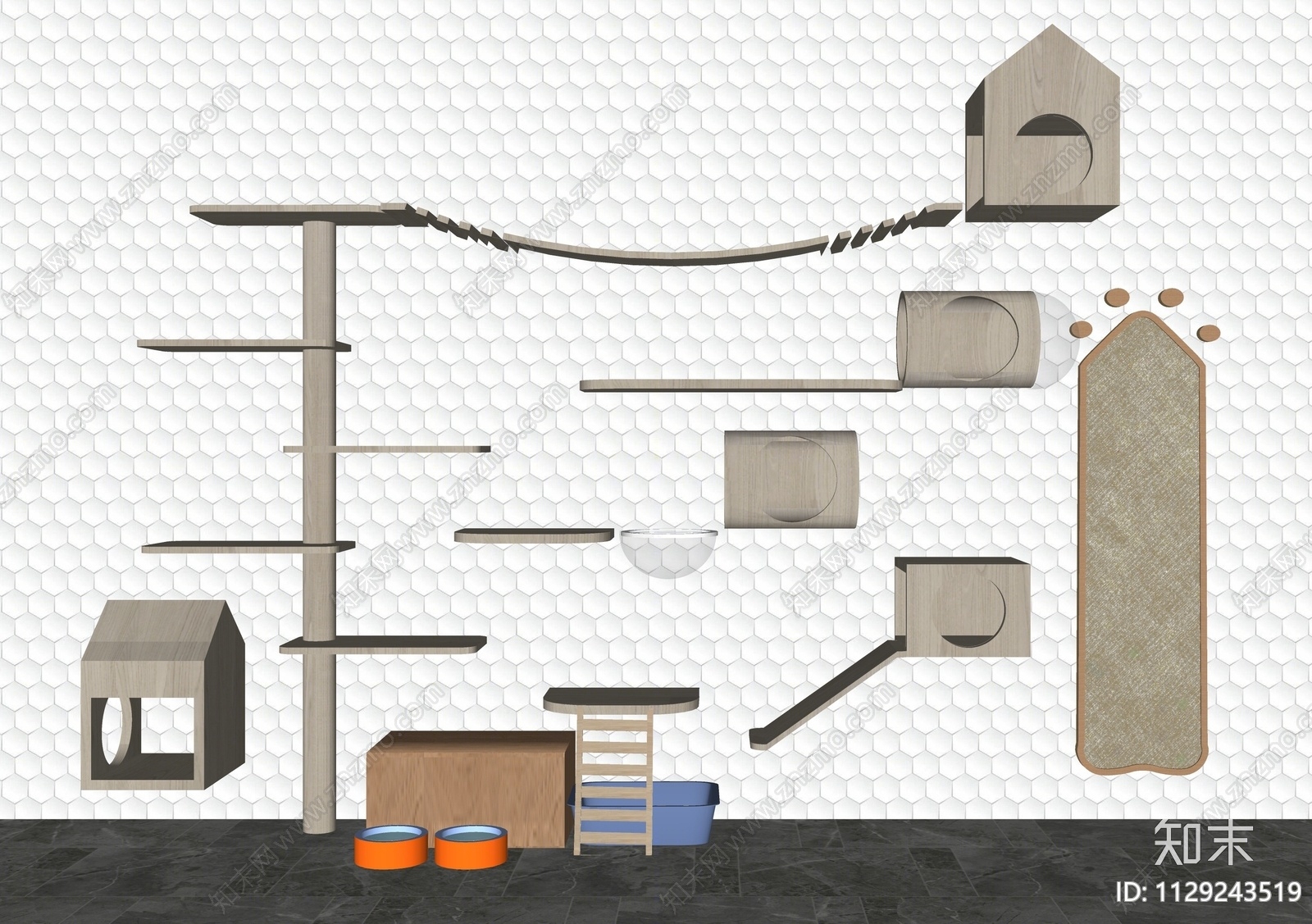 猫爬架SU模型下载【ID:1129243519】