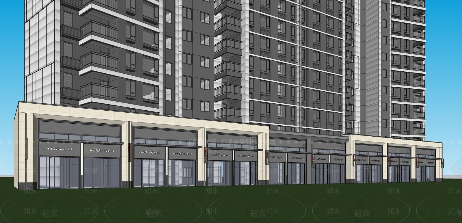 现代简约沿街商业SU模型下载【ID:1129244224】_知末su模型网