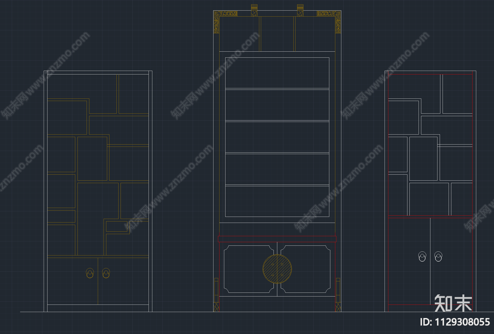 中式古典家具cad施工图下载【ID:1129308055】