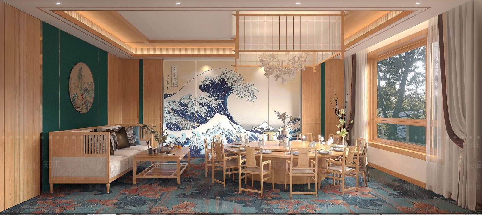 日式餐厅包间3D模型下载【ID:1129244866】