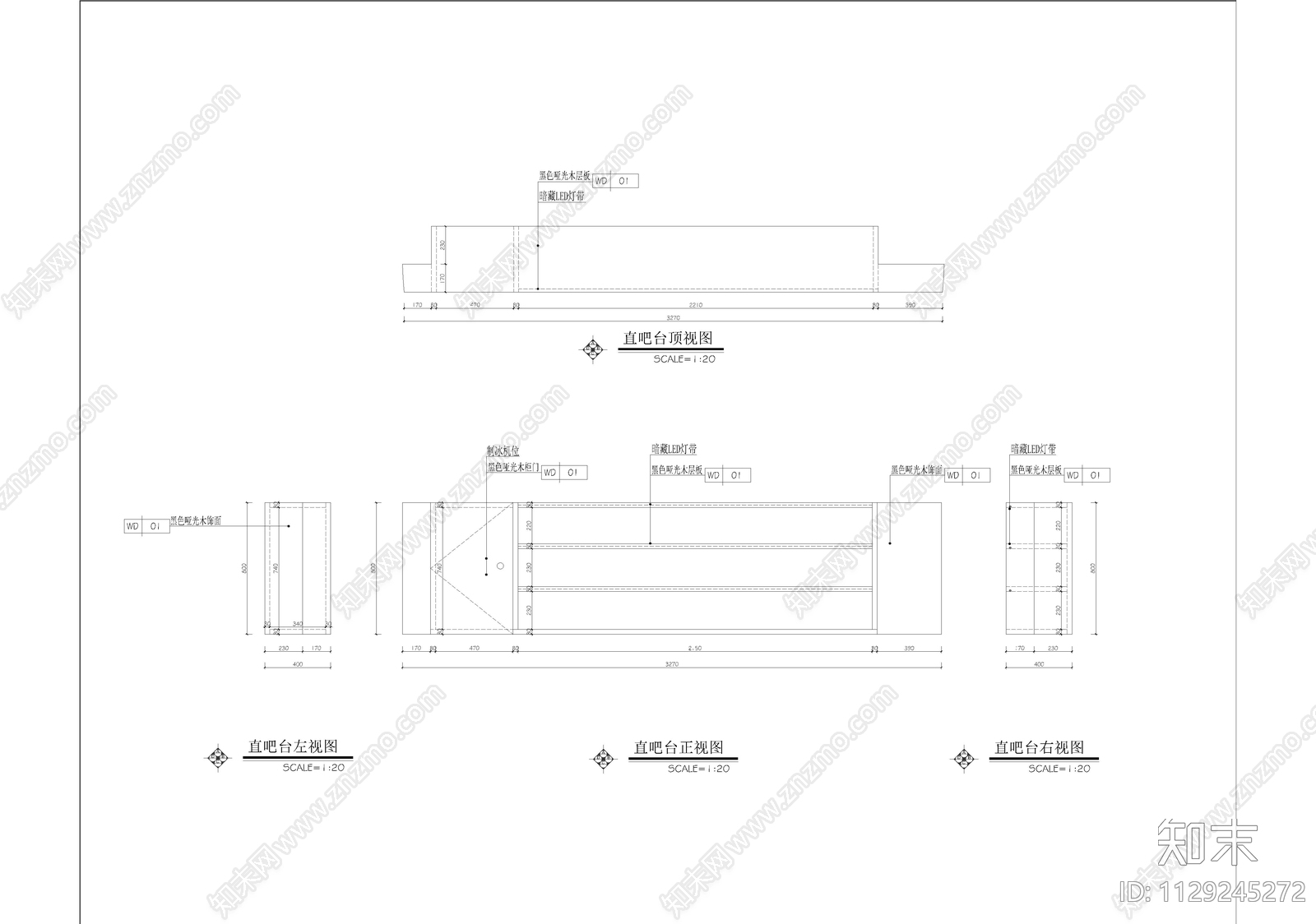 113㎡米店精酿酒吧室内cad施工图下载【ID:1129245272】