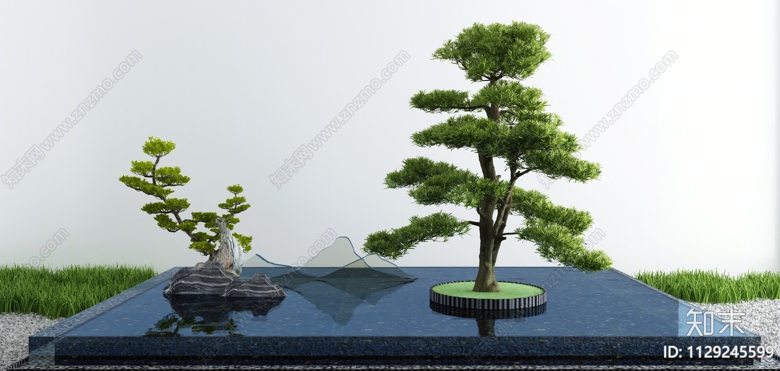 新中式假山水景3D模型下载【ID:1129245599】