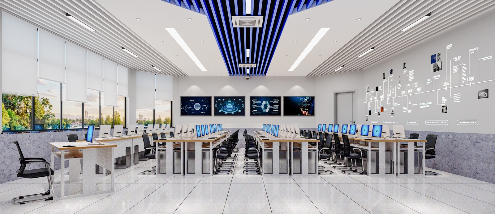 现代学校电脑教室SU模型下载【ID:1129247910】