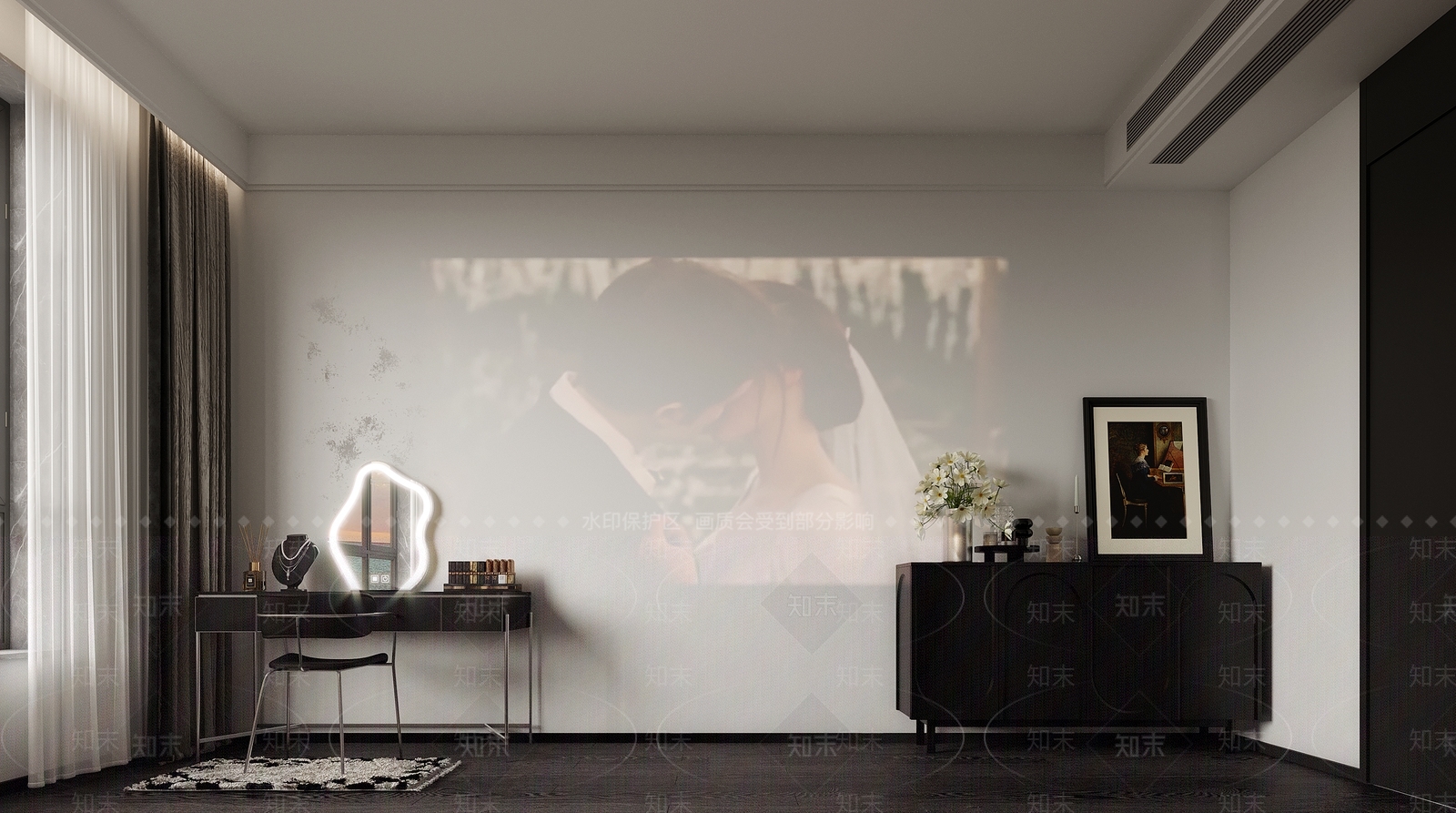 现代复古妆台妆凳组合3D模型下载【ID:1129387215】