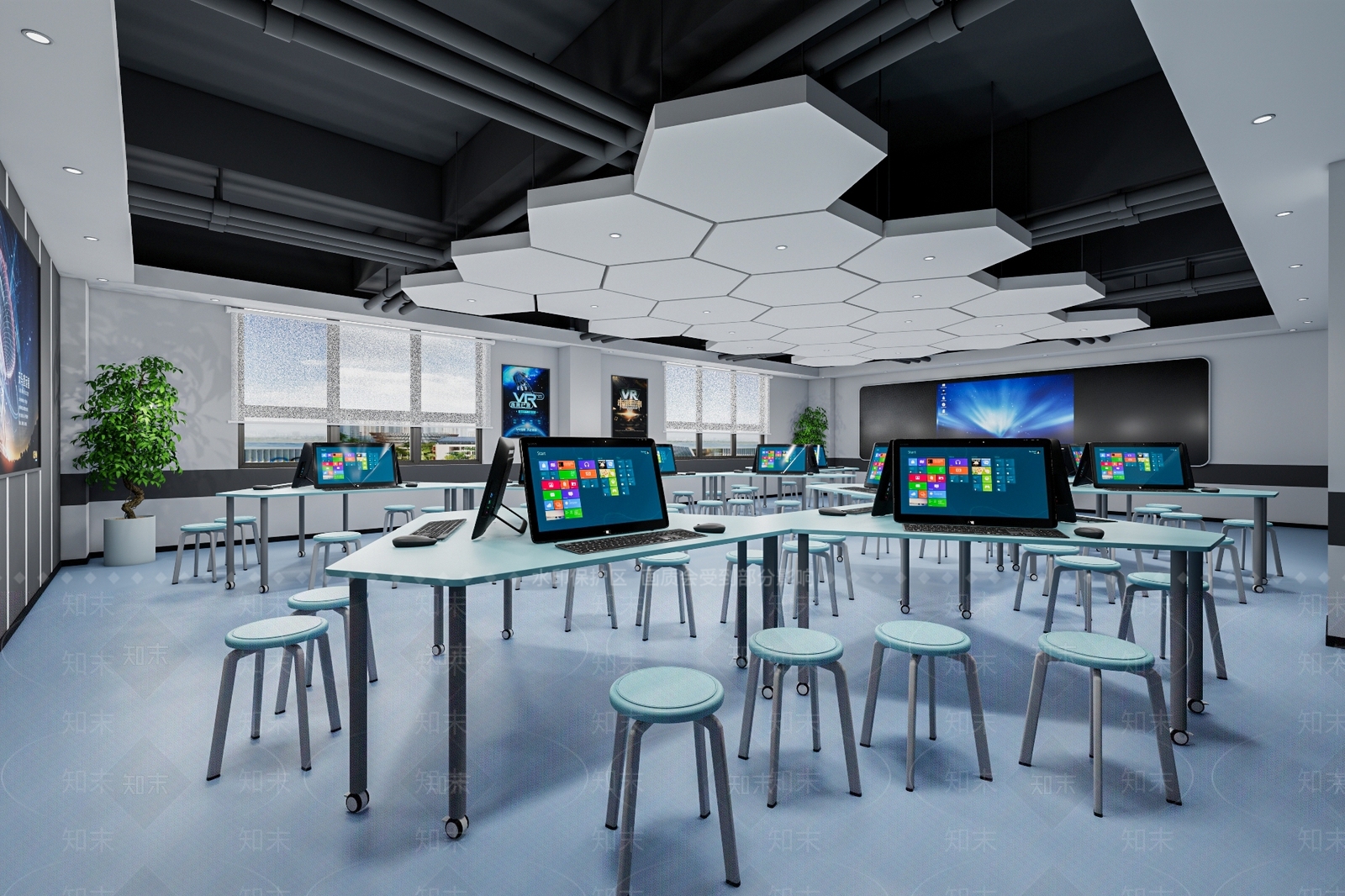 现代电脑教室SU模型下载【ID:1129255656】