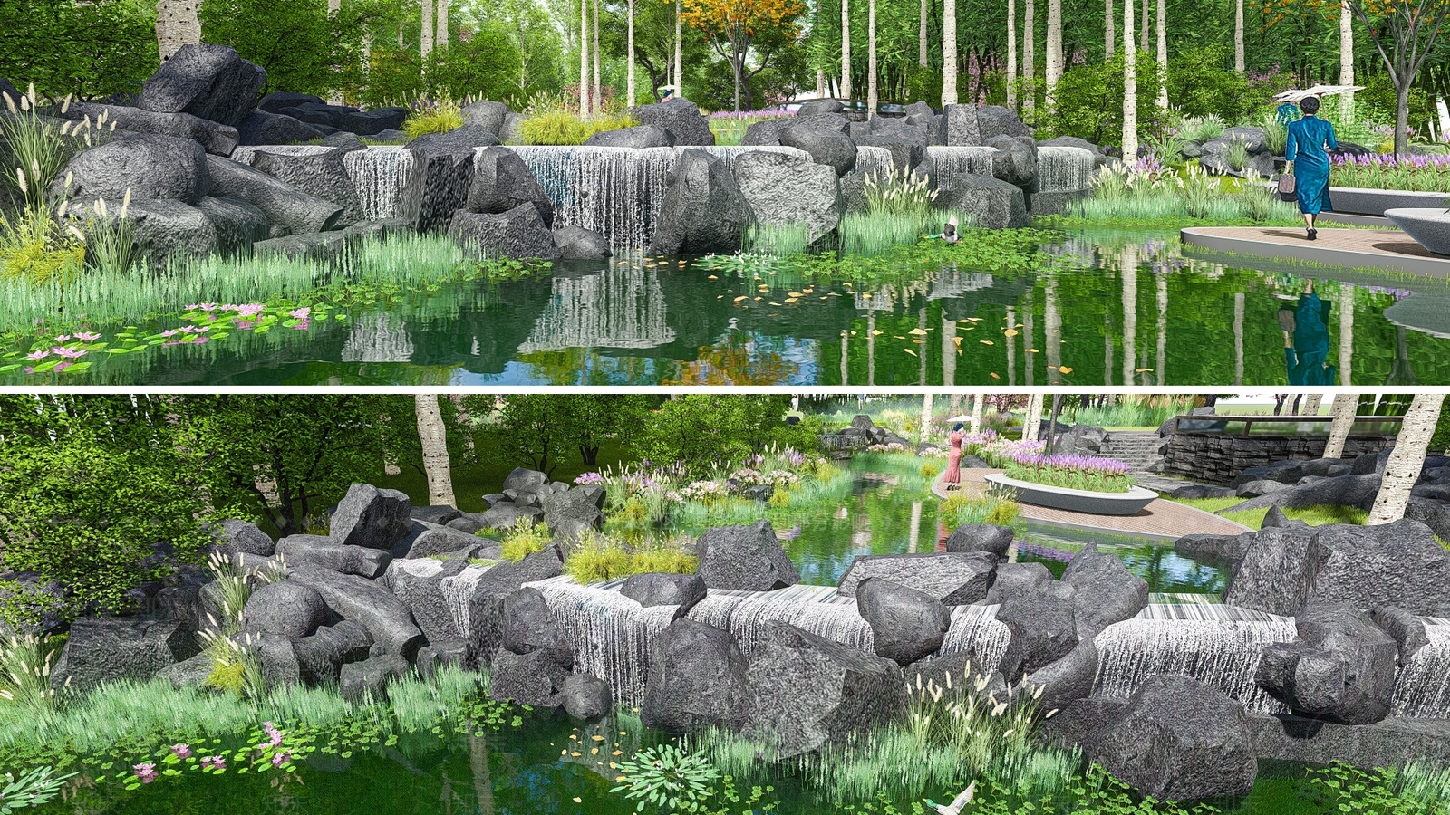 现代跌水水景SU模型下载【ID:1129263368】