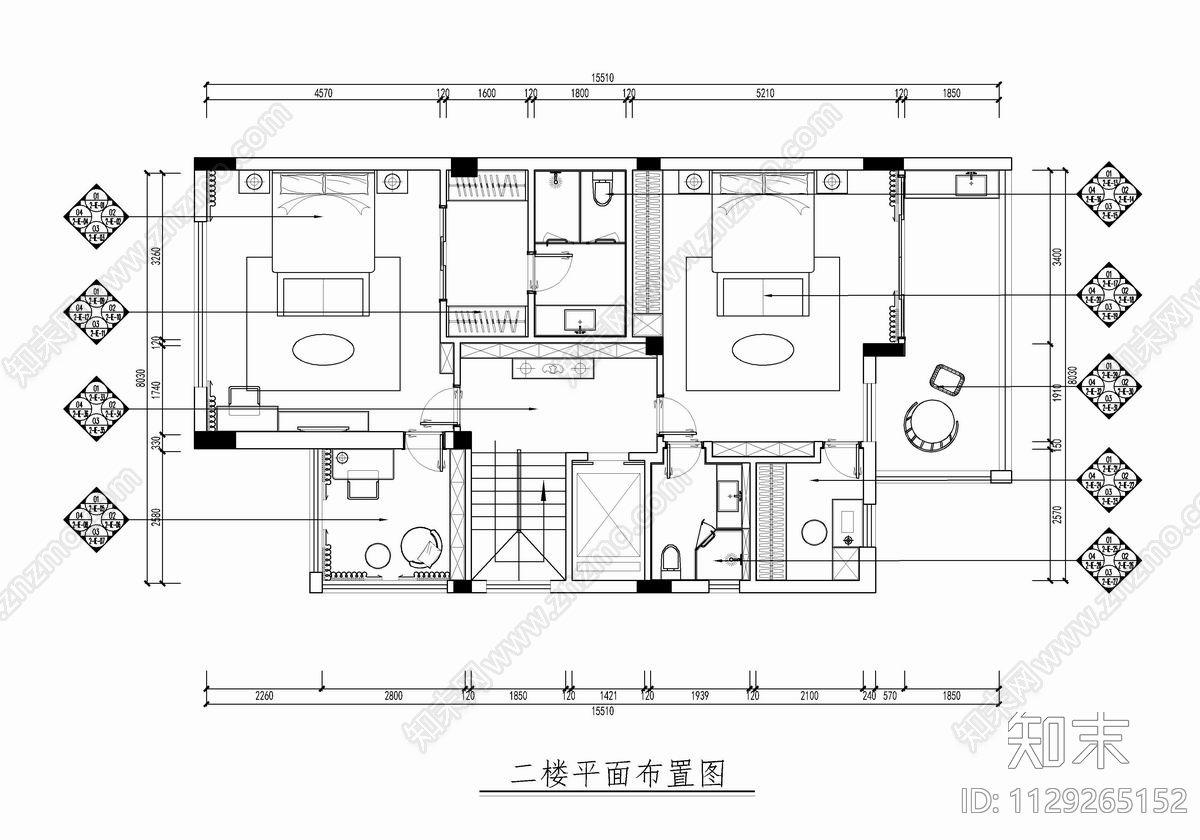 五层别墅cad施工图下载【ID:1129265152】