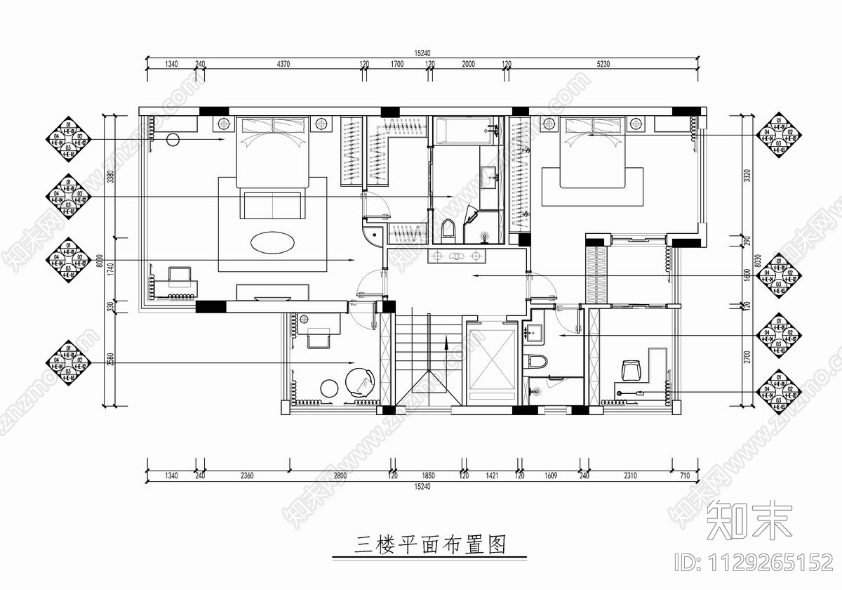 五层别墅cad施工图下载【ID:1129265152】