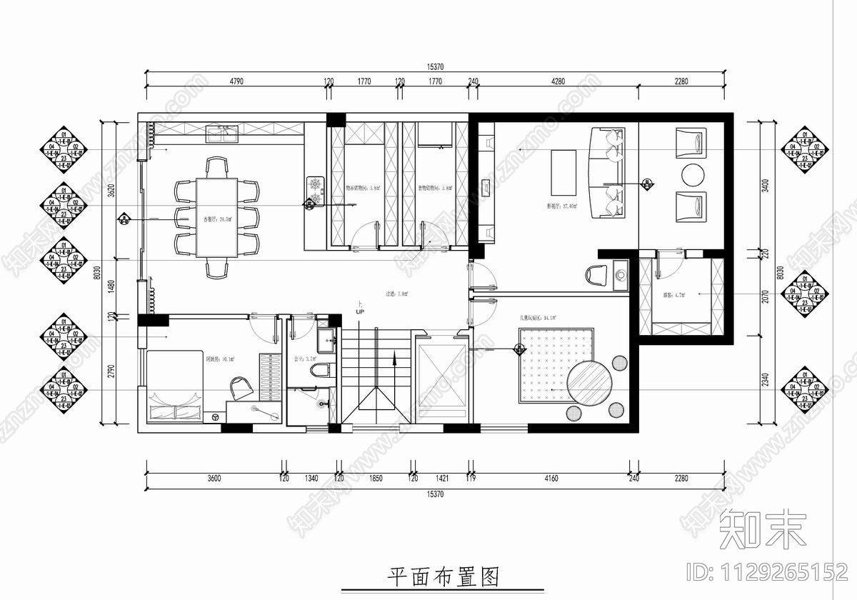 五层别墅cad施工图下载【ID:1129265152】