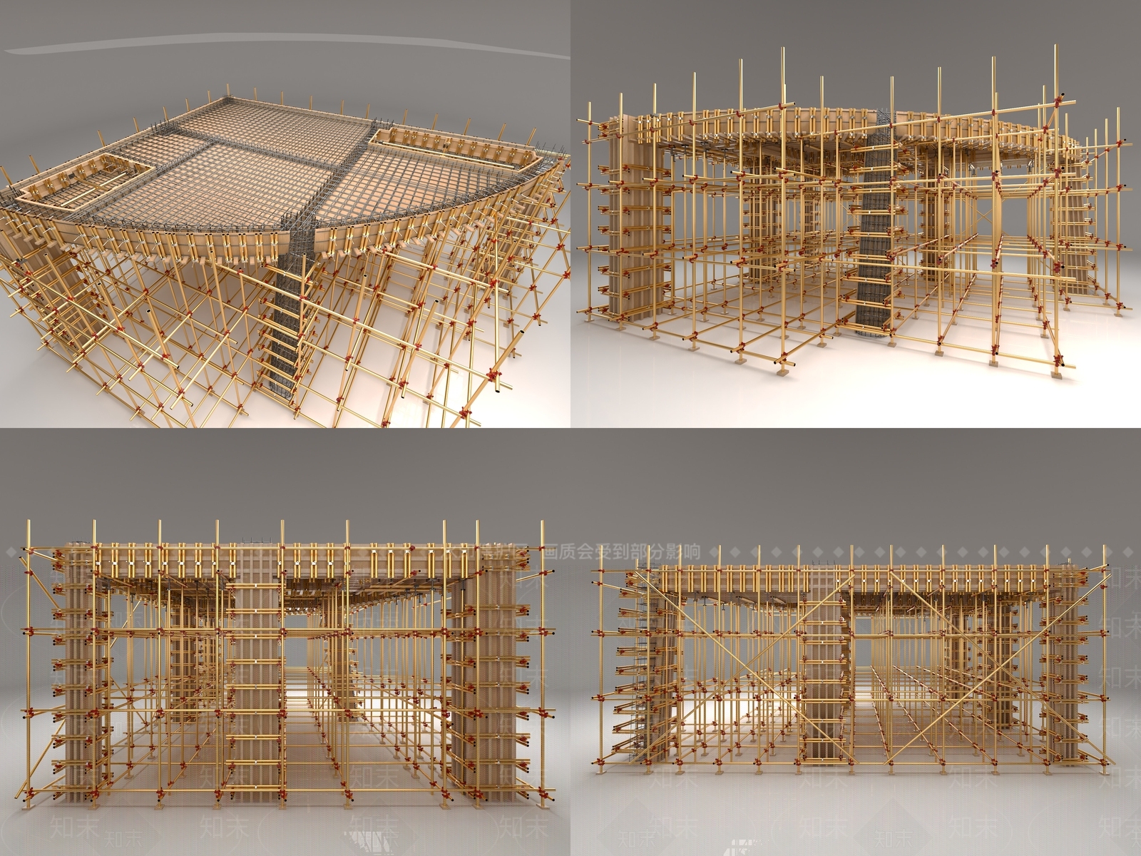 现代施工脚手架3D模型下载【ID:1129274934】