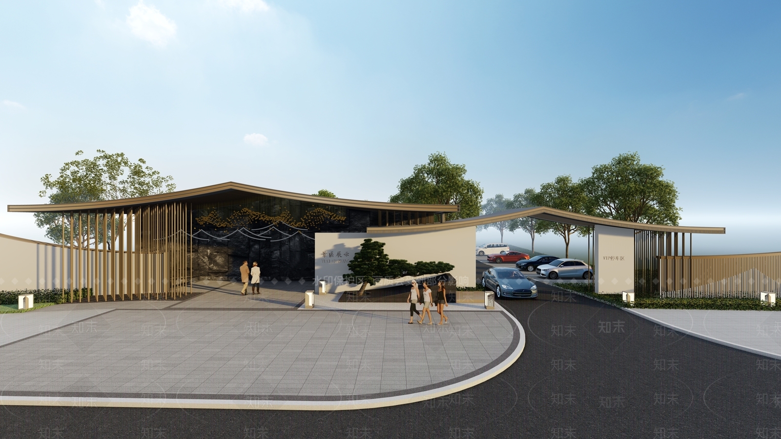 新中式示范区入口大门SU模型下载【ID:1129274945】
