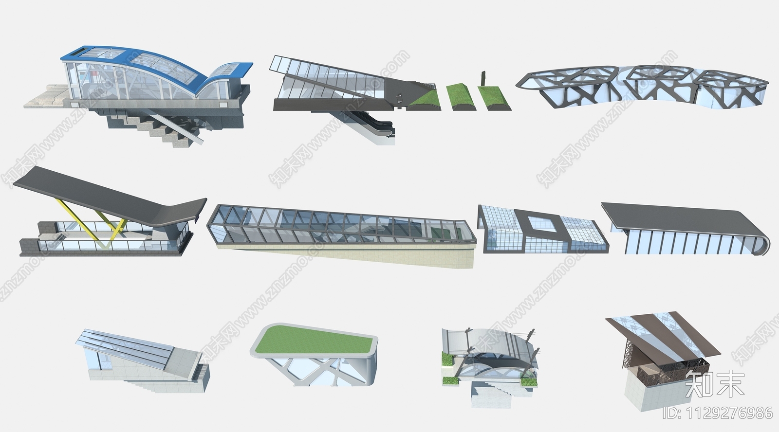 现代地下车库出入口3D模型下载【ID:1129276986】