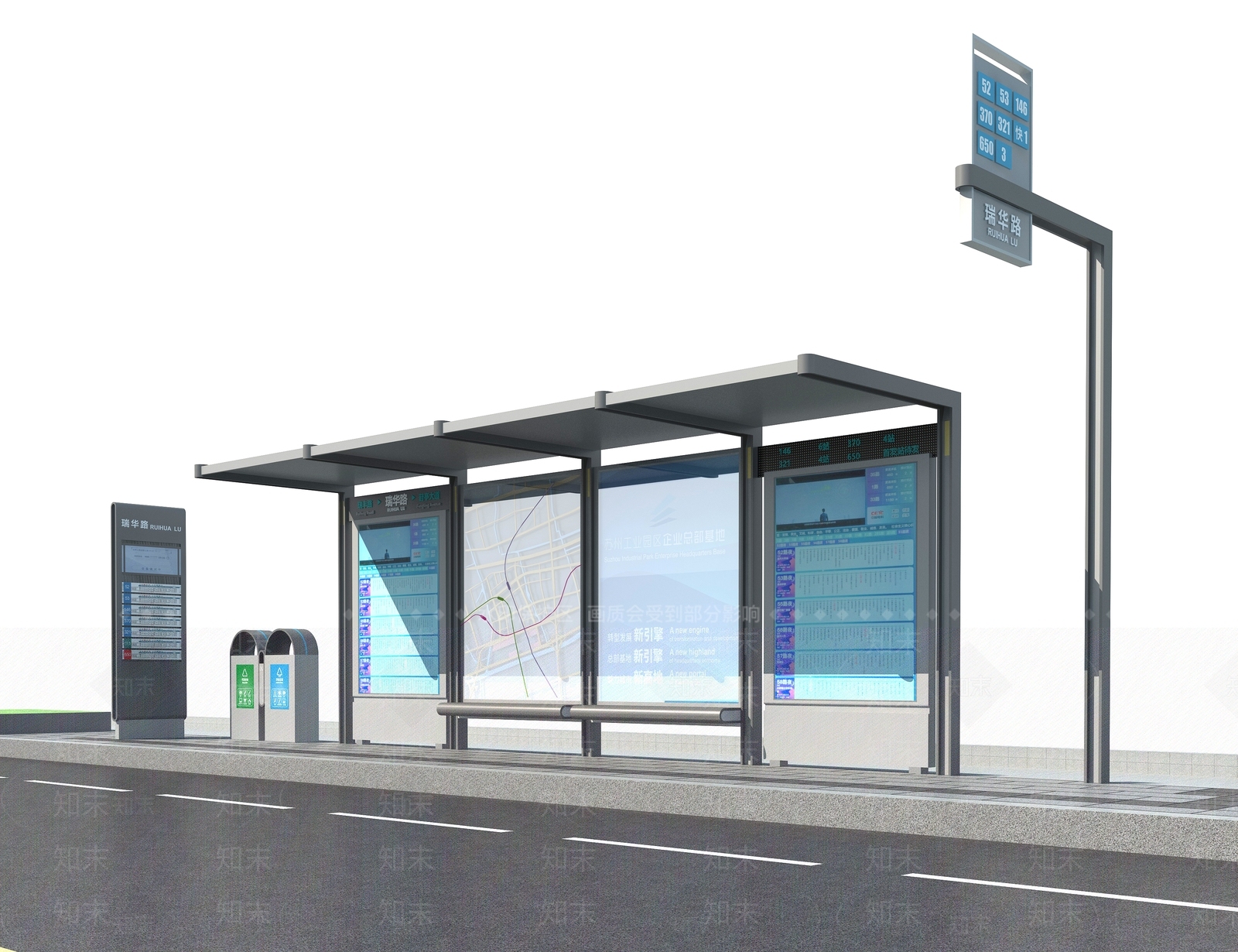 现代公交车站台3D模型下载【ID:1129277328】