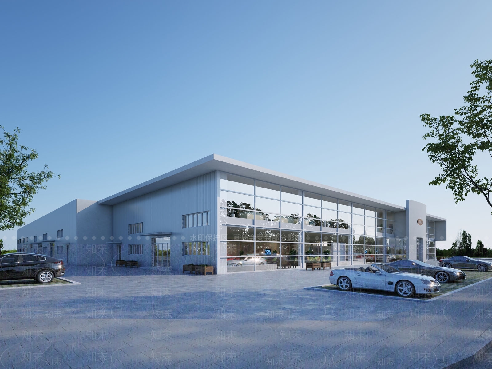 现代4s店汽车店外观3D模型下载【ID:1129279466】