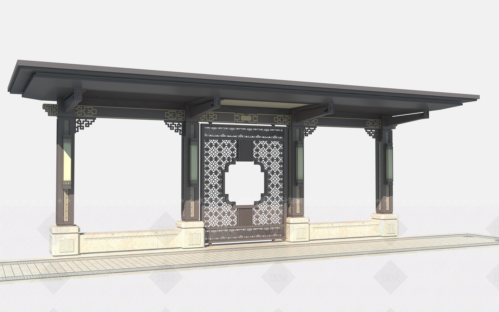 新中式长廊3D模型下载【ID:1129279495】